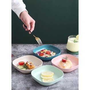 Set 8 Đĩa Lúa Mạch Vuông Đựng Hoa Quả, Bánh Kẹo, Thức Ăn Nhiều Màu Xinh Xắn - Đồ dùng, dụng cụ nhà bếp