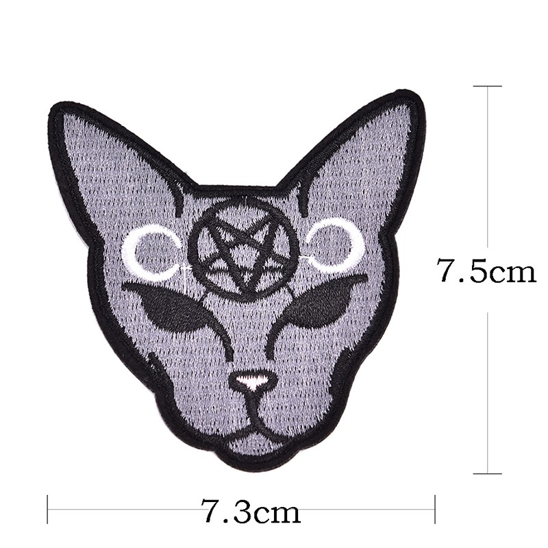 Bộ 2 Sticker Ủi Thêu Hình Mèo Phong Cách Gothic