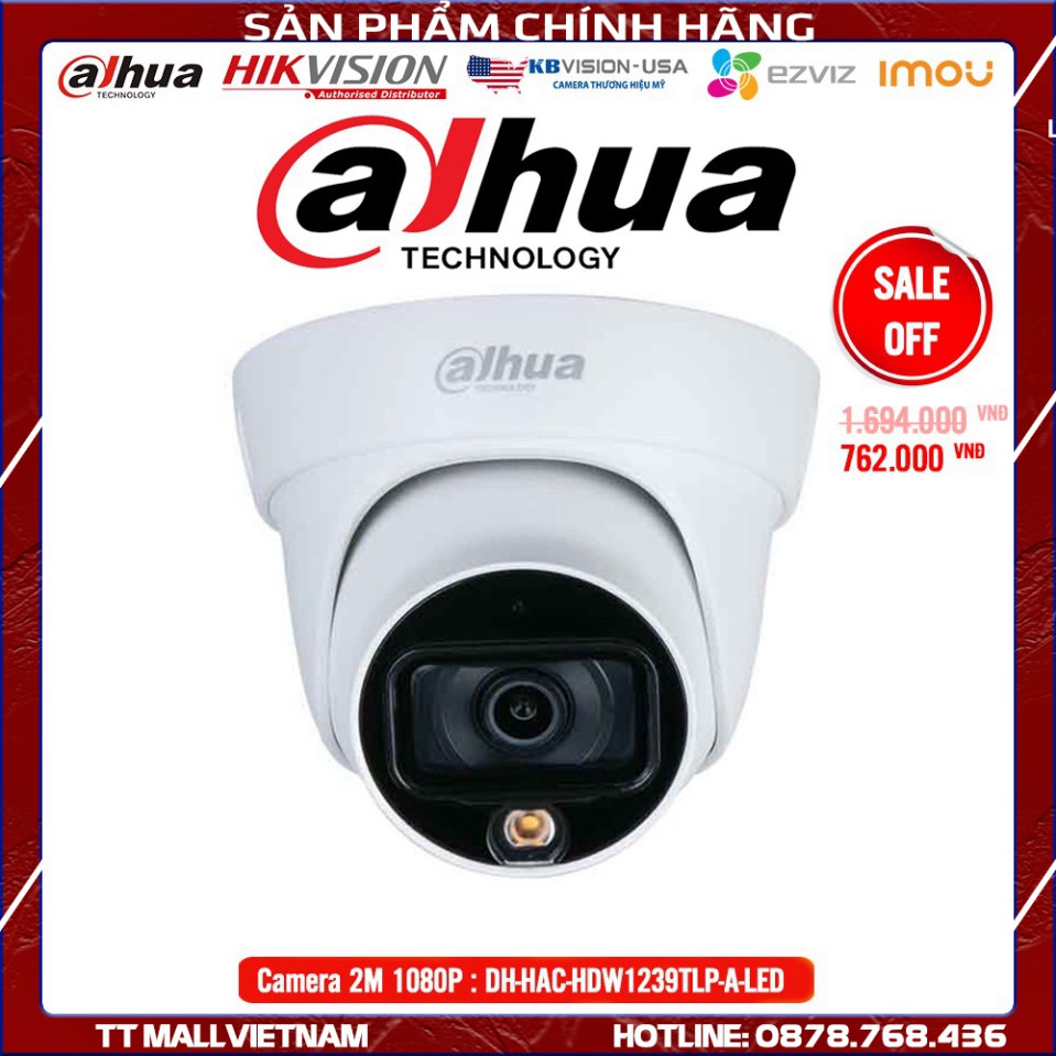 Camera Dahua Starlight DH-HAC-HDW1239TLP-A-LED 2M 1080P Full HD - Bảo hành chính hãng 2 năm