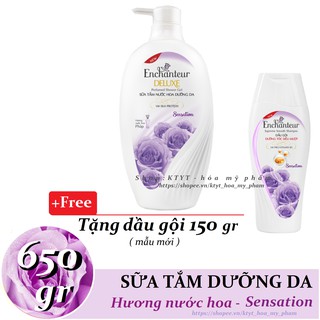 Enchanteur - Sữa tắm dưỡng da hương nước hoa Sensation 650 gr + Tặng Dầu gội 150 gr