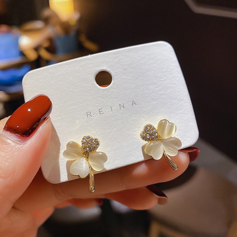 Bông Tai Mạ Bạc 925 Hình Cánh Hoa Siêu Nữ Tính Phong Cách Hàn Quốc Mới