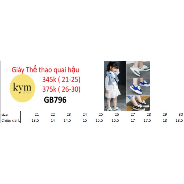 Giày thể thao Quai hậu cho bé G796