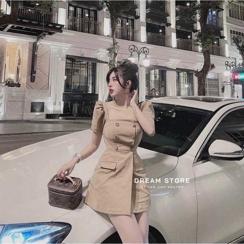 BIGSIZE Đầm Cổ U 3 Nút và 6 Nút 55kg-&gt;100kg Size(L/XL/XXL)