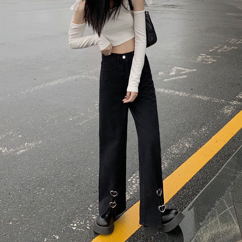 Quần Jean Đen Xẻ Tà Hình Trái Tim Thời Trang Mùa Hè Cho Nữ