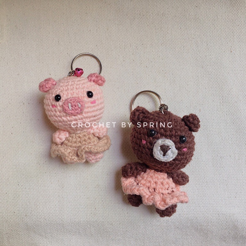 MÓC KHOÁ LEN HEO BÔNG  l crochetbyspring