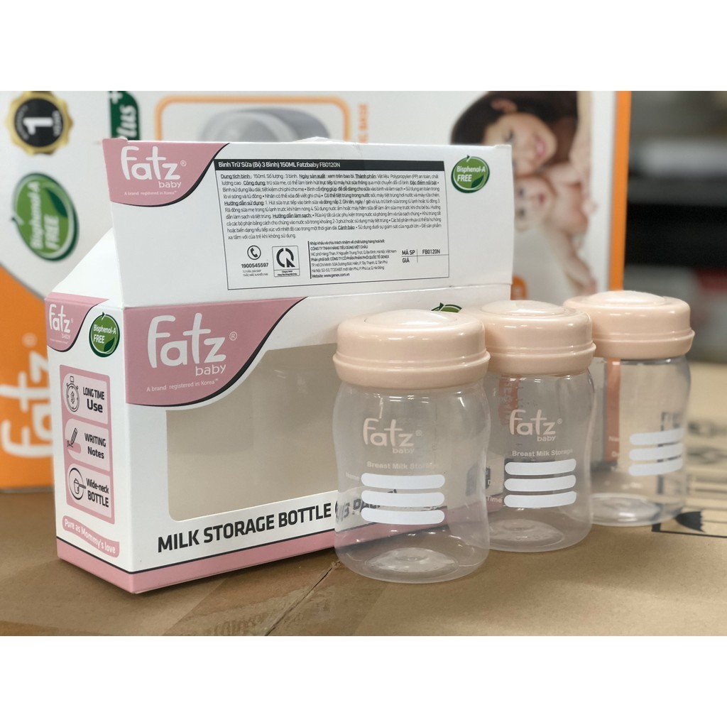 Set bình trữ sữa cổ rộng 150ml Fatzbaby Fatz Baby