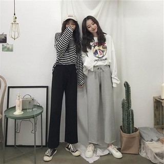 Quần thun nữ ống suông rộng cá tính
