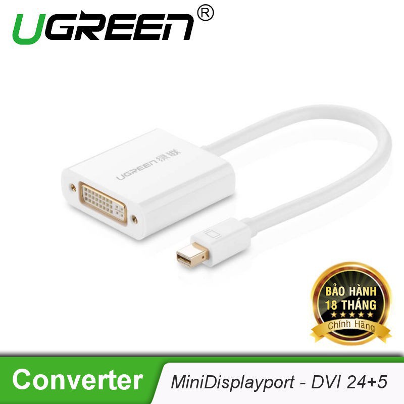 Cáp chuyển Mini Displayport To DVI 24+5 Cao cấp Ugreen 10402 FullHD Chính hãng