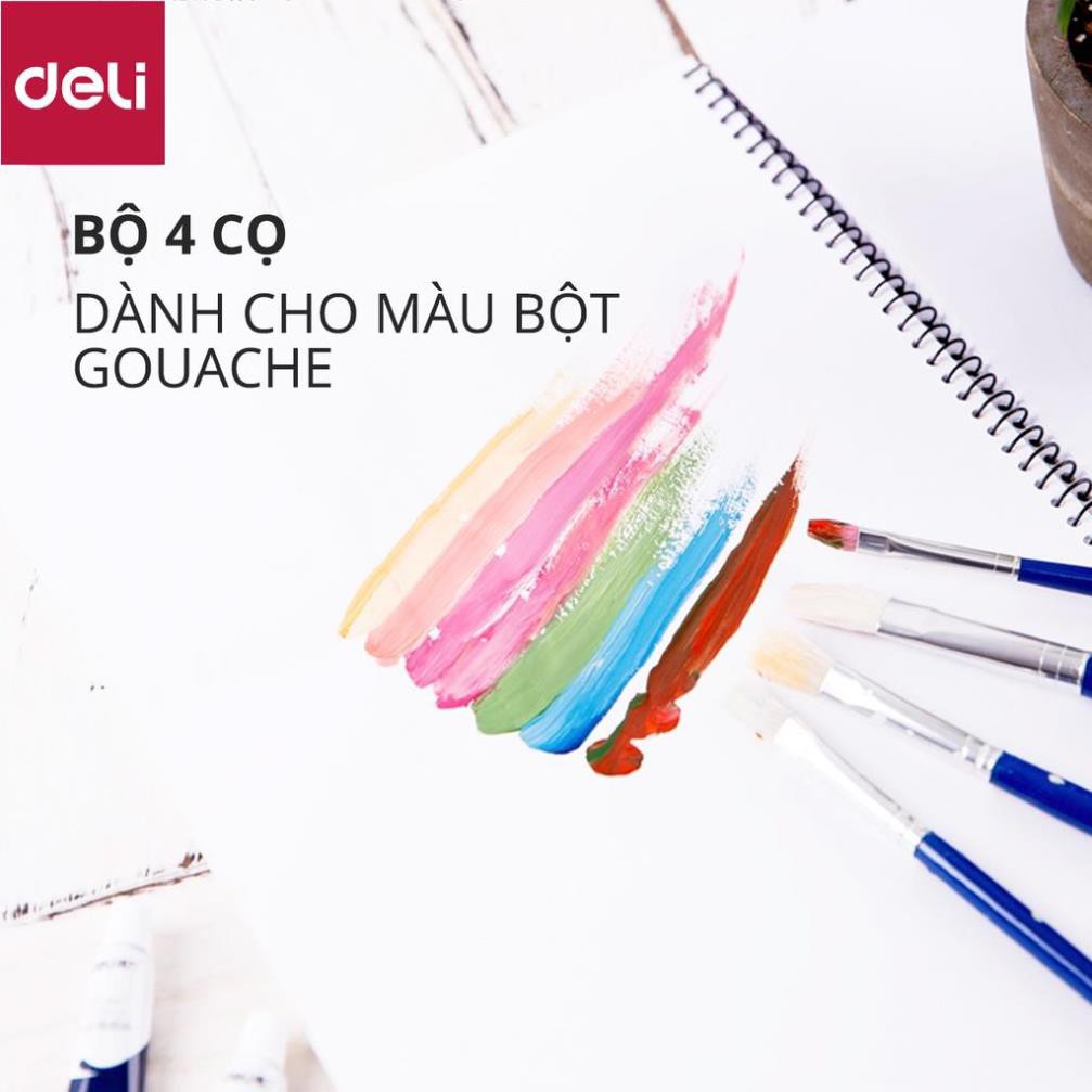 Bộ cọ vẽ chuyên nghiệp Deli - dùng cho màu nước/bột/sơn acrylic -Set 4/6 cây- 73885/73866/73867 [Deli]