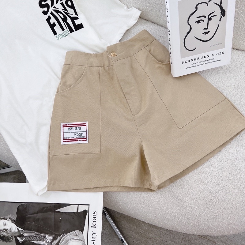 Set áo pull trắng + short nude