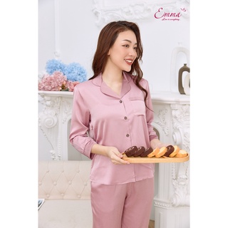Đồ bộ mặc nhà pyjama lụa tay lỡ, quần dài emma etlu.21.01.091