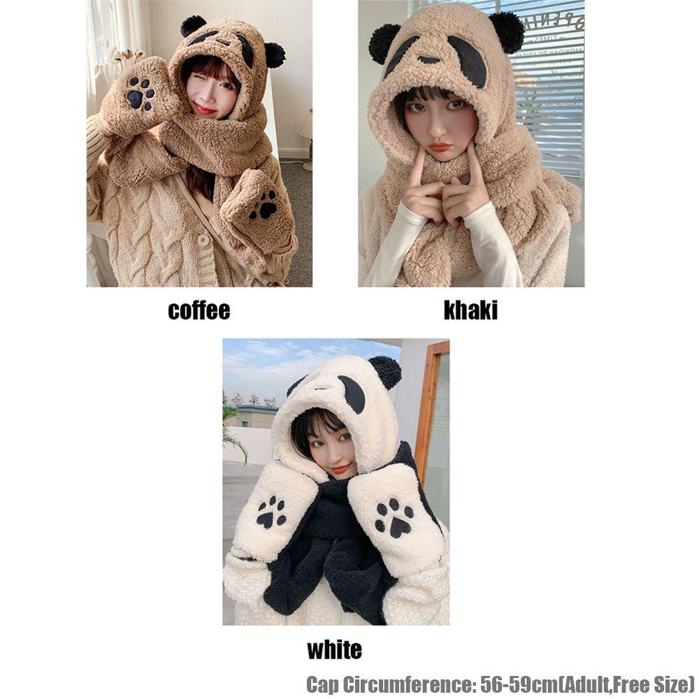 Mũ Beanie Giả Lông Gấu Trúc Dành Cho Nữ