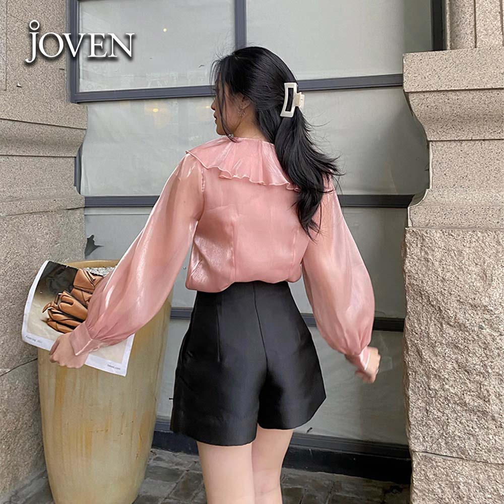 Áo sơ mi organza cổ bèo nhọn Joven