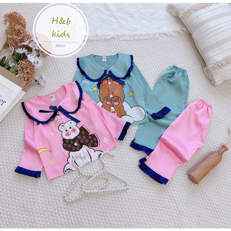 Bộ pijama lụa dài tay mẫu mới Size đại (20-28kg)