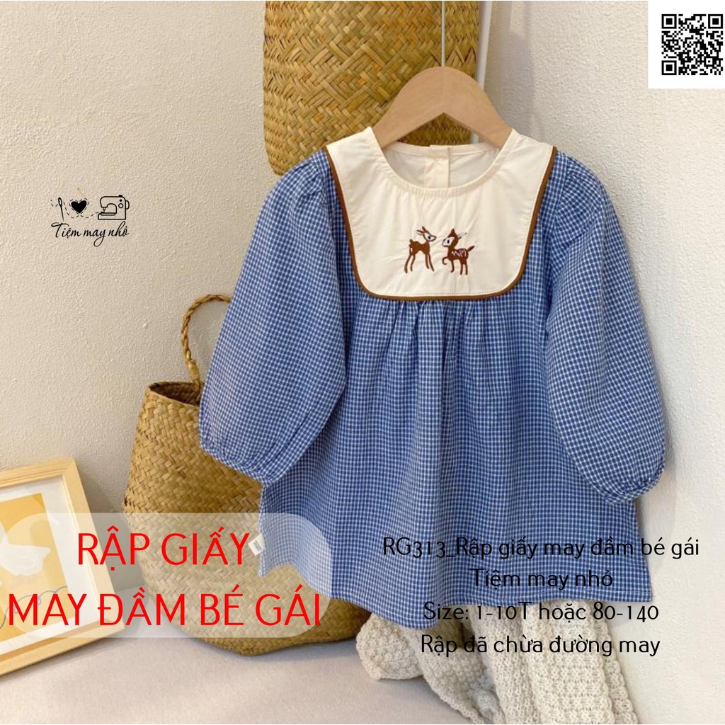 RG313_Rập giấy may váy dài tay cho bé