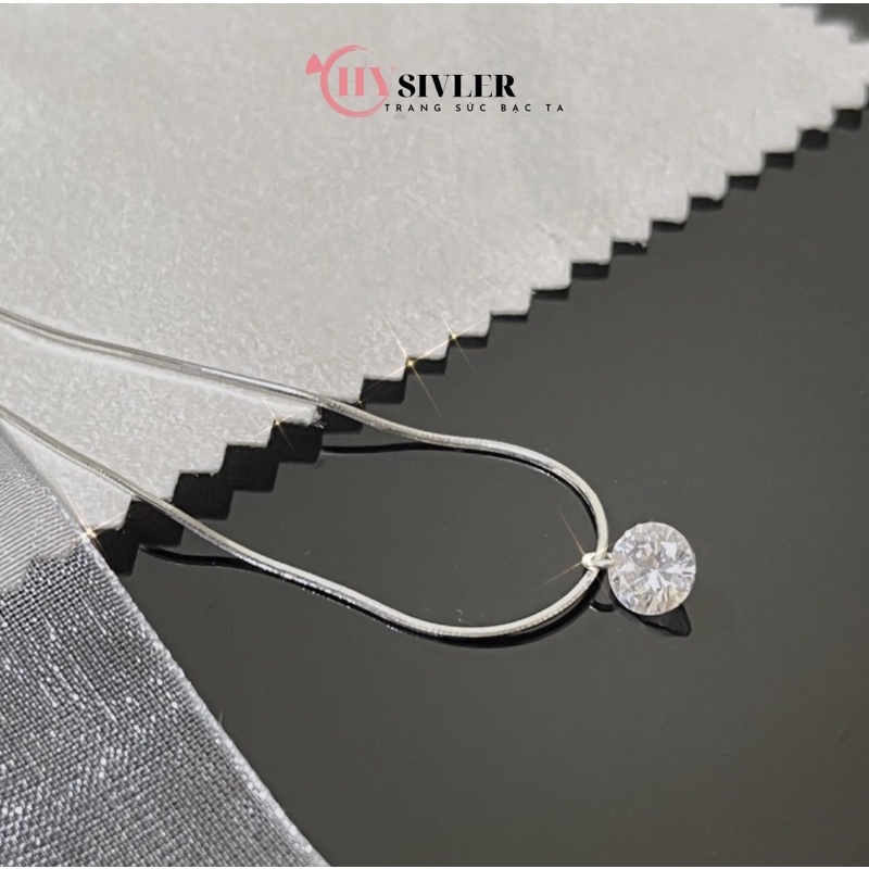 Dây chuyền bạc mì lụa mặt đá pha lê 8 ly đơn giản sang chảnh nữ tính dây chuyền nữ bạc thật