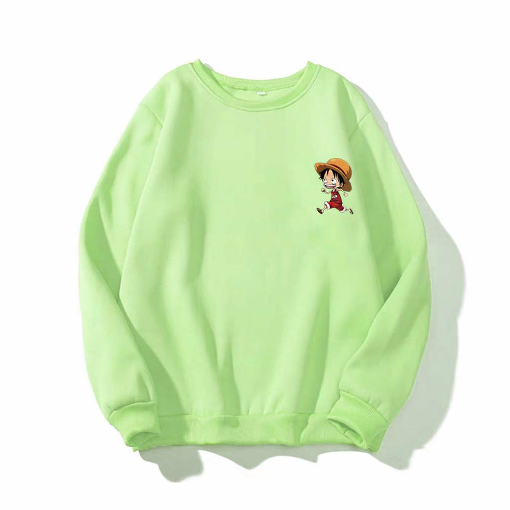 Áo Sweater Nỉ Unisex Form Rộng Nam Nữ Logo Áo Thiết Kế In Hình Nhok One Pice Siêu Dễ Thương