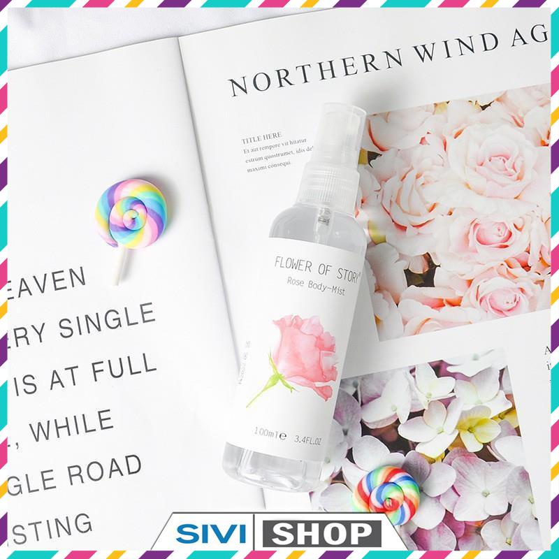 Xịt thơm 2in1 body và xịt thơm phòng Flower Of Story 100ml hương hoa quả