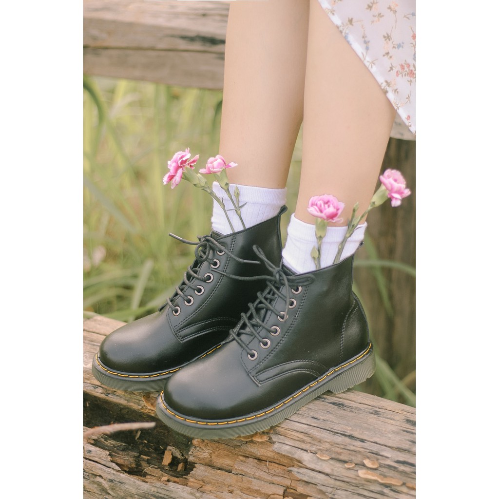 Giày DR cổ cao da bò thật Shamong vintage made in Vietnam bảo hành 1 năm mã 512