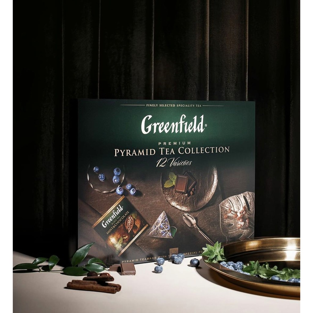 GREENFIELD HỘP QUÀ - HỘP TRÀ PREMIUM PYRAMID TEA COLLECTION 12 VỊ 60 GÓI