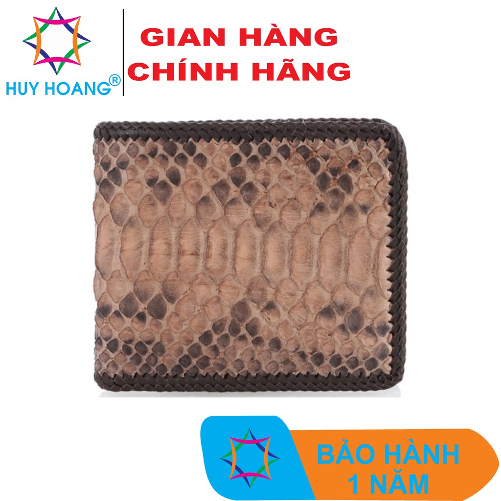 HH2315 - Bóp nam Huy Hoàng da trăn đan viền màu nâu hồng