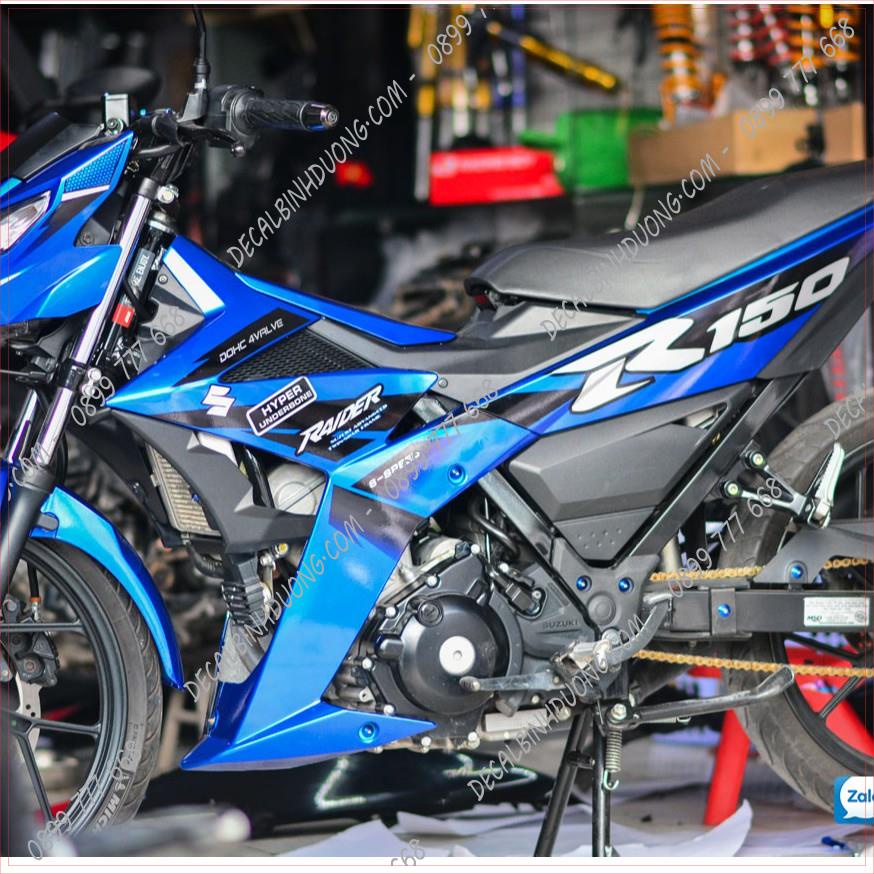 Decal Xe Máy - Tem Trùm Satria, Raider Xanh Bạc Đen Đẹp Nhất