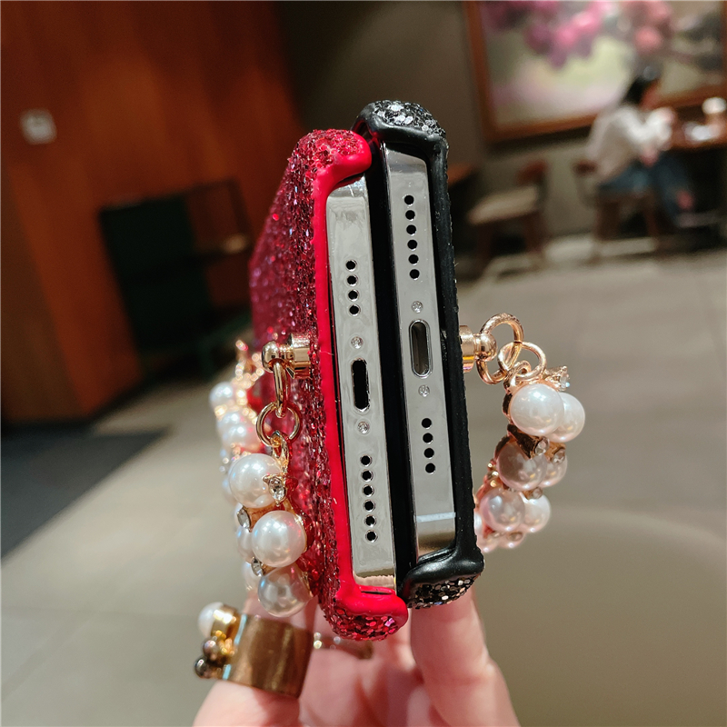 Ốp Lưng Lấp Lánh Đính Dây Đeo Tay Cho Xiaomi Redmi 8 8a 7 6a 5a Note 9 9s 7 6 5 Pro