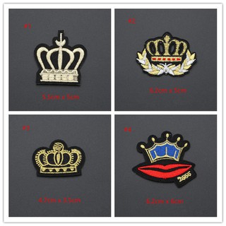 DIY Sew Iron On Patch Embroidered Crown Applique