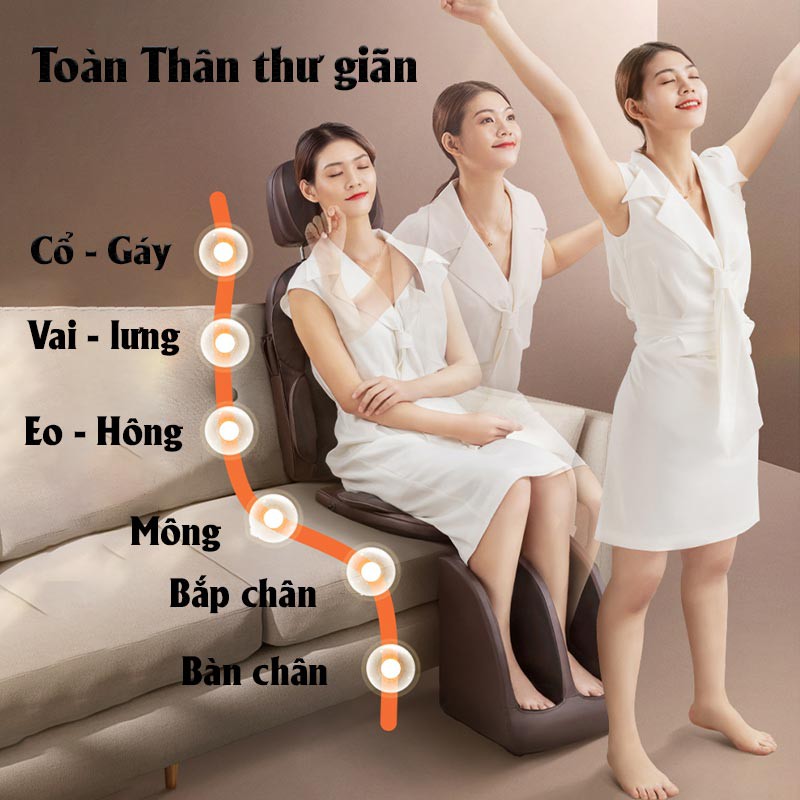 Ghế mát xa ô tô 2 trong 1, kết hợp sử dụng tại nhà, mát xa nóng, lạnh, xoa bóp nhào lộn cùng chế độ rung