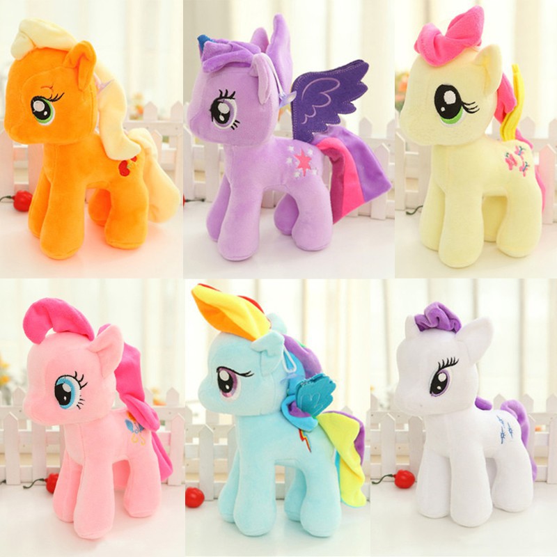 Thú nhồi bông hình ngựa Pony 20cm mềm mại màu cầu vồng đáng yêu