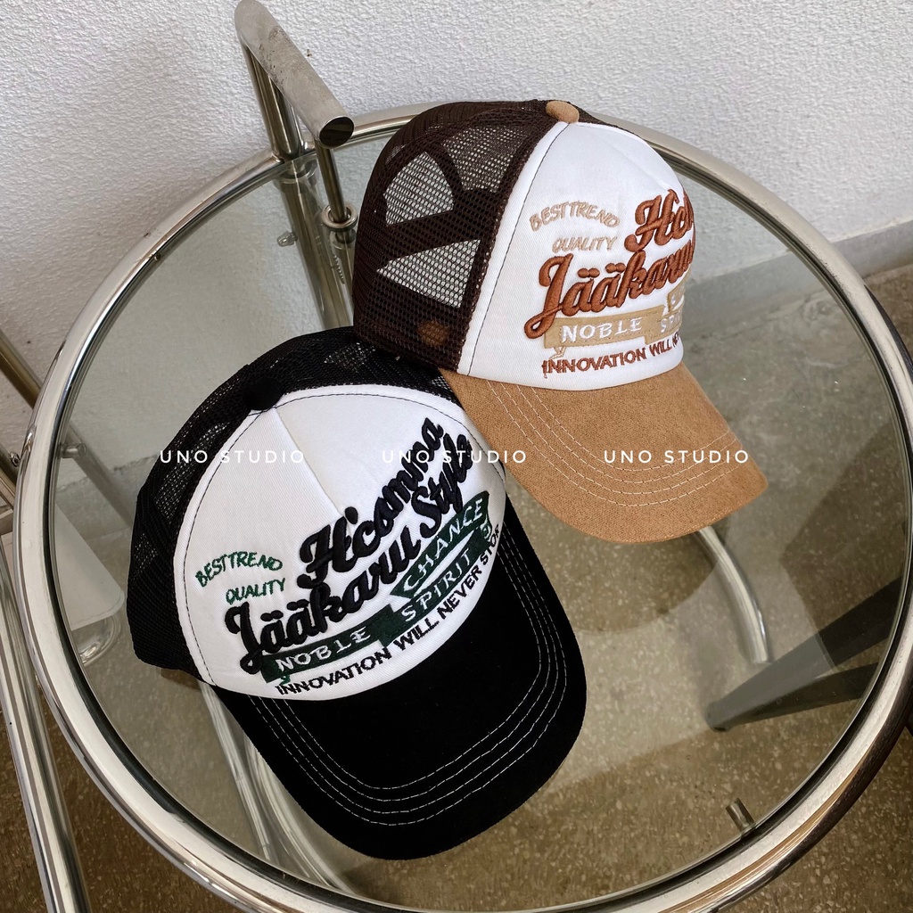 Mũ, nón lưỡi trai, nón trucker thêu chữ thời trang form cứng cáp phong cách retro vintage