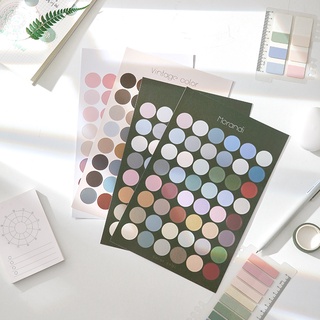 Set 48 miếng sticker nhãn dán tròn nhiều phong cách trang trí sổ tay bullet journal - M189