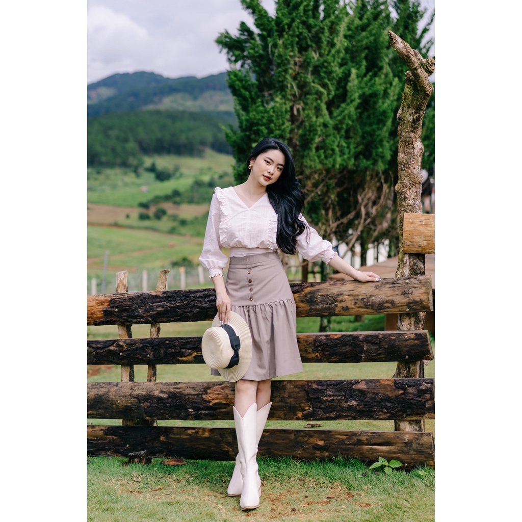 MINX - Chân Váy Front Button A-line Skirt