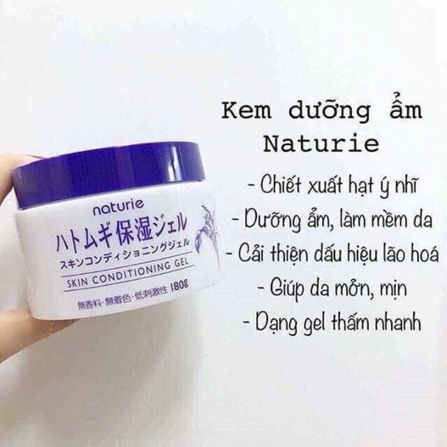 (HÀNG CHÍNH HÃNG) Kem dưỡng ẩm ý dĩ HATOMUGI Naturie Skin Conditioning Gel 180G