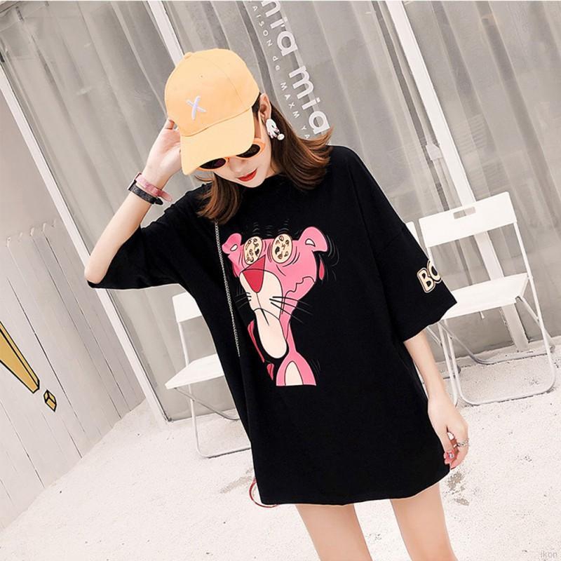 Áo thun cổ tròn ngắn tay bằng cotton họa tiết hoạt hình thời trang đường phố dành cho nữ