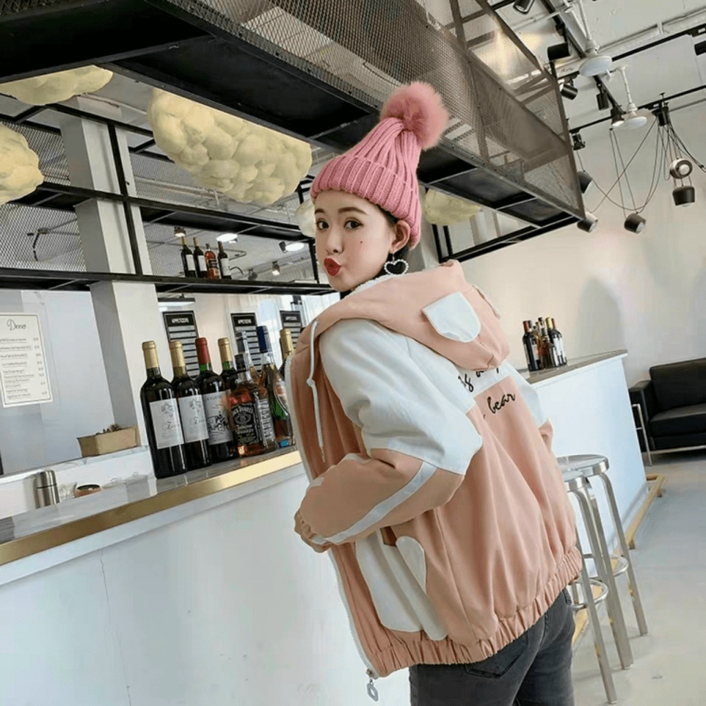 Áo Khoác Dù Nữ Nón Lớn Phối 2 Tai Thỏ, Túi Sỏ Sành Điệu Độc Đáo TP028 [NewUnisex]