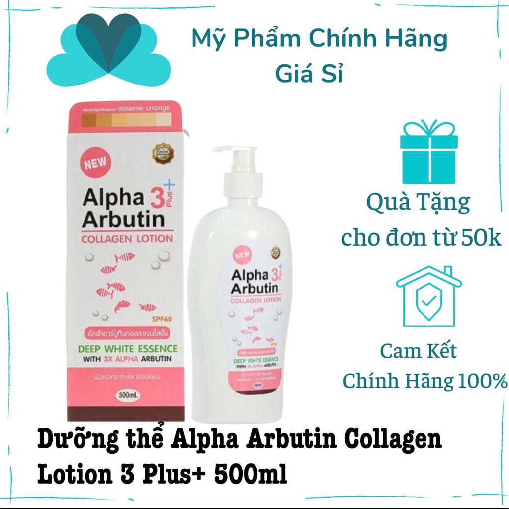 Dưỡng thể Alpha Arbutin Collagen Lotion 3 Plus+ 500ml