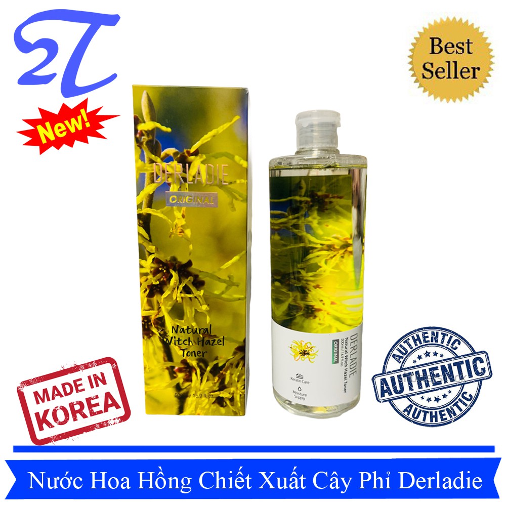 Nước Hoa Hồng Chiết Xuất Cây Phỉ Derladie Natural Witch Hazel Toner 500ml