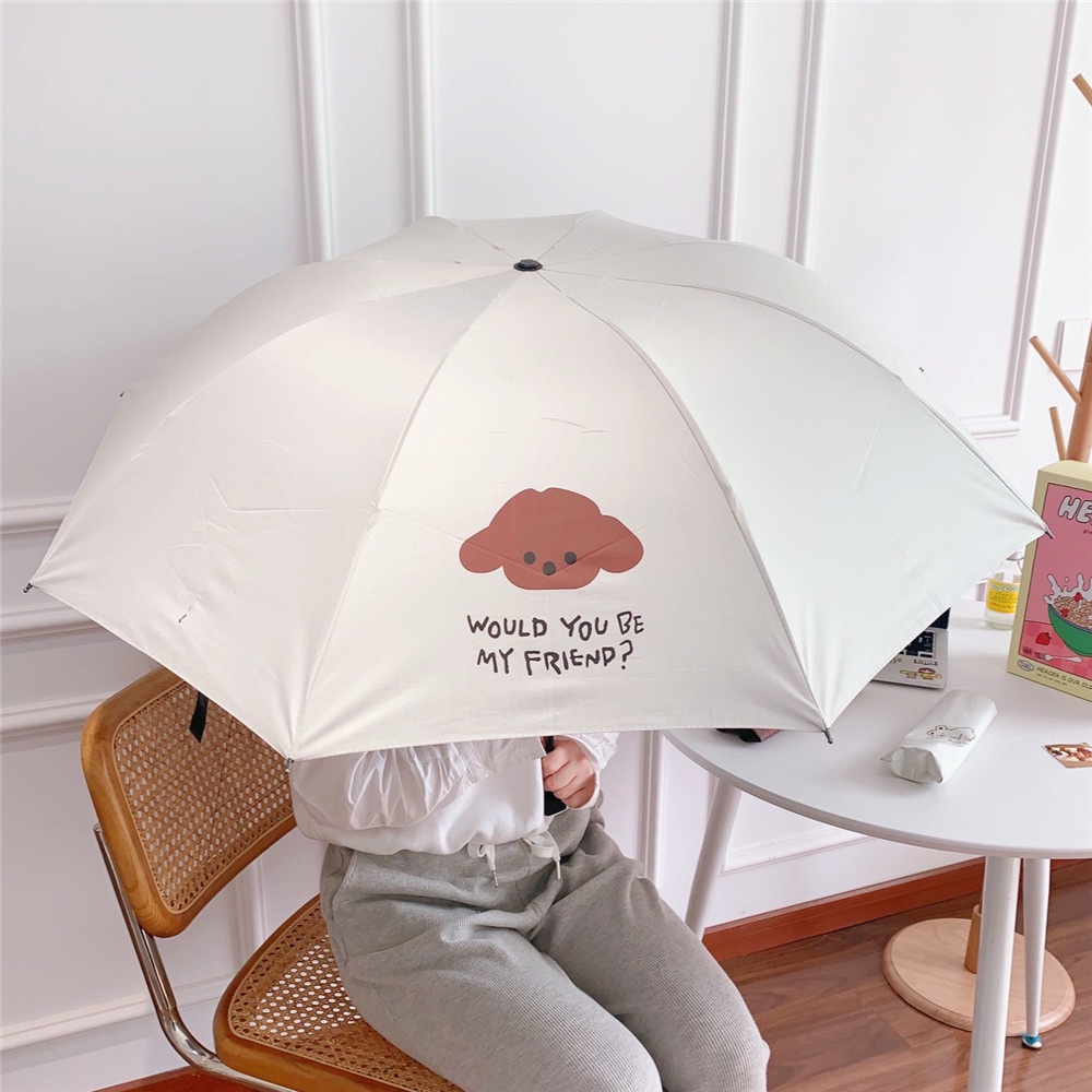 Dù xếp in hình gấu và cún hoạt hình dễ thương thời trang Hàn Quốc cho nữ
