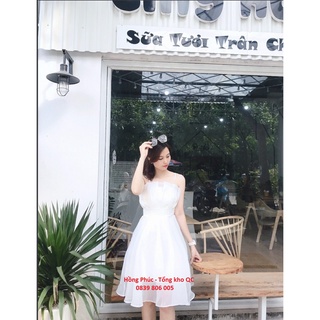Đầm công chúa, Váy hai dây dáng xòe xếp li ngực, đầm xòe 2 dây công chúa hàng thiết kế đã có mút ngực