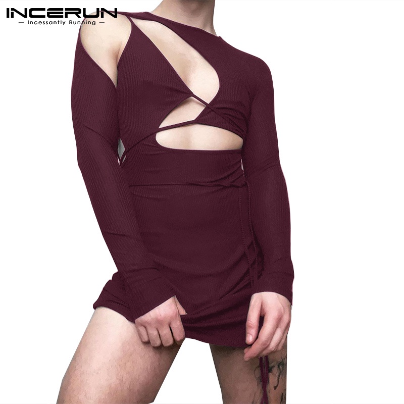 Áo INCERUN dài tay cổ tròn thiết kế độc đáo