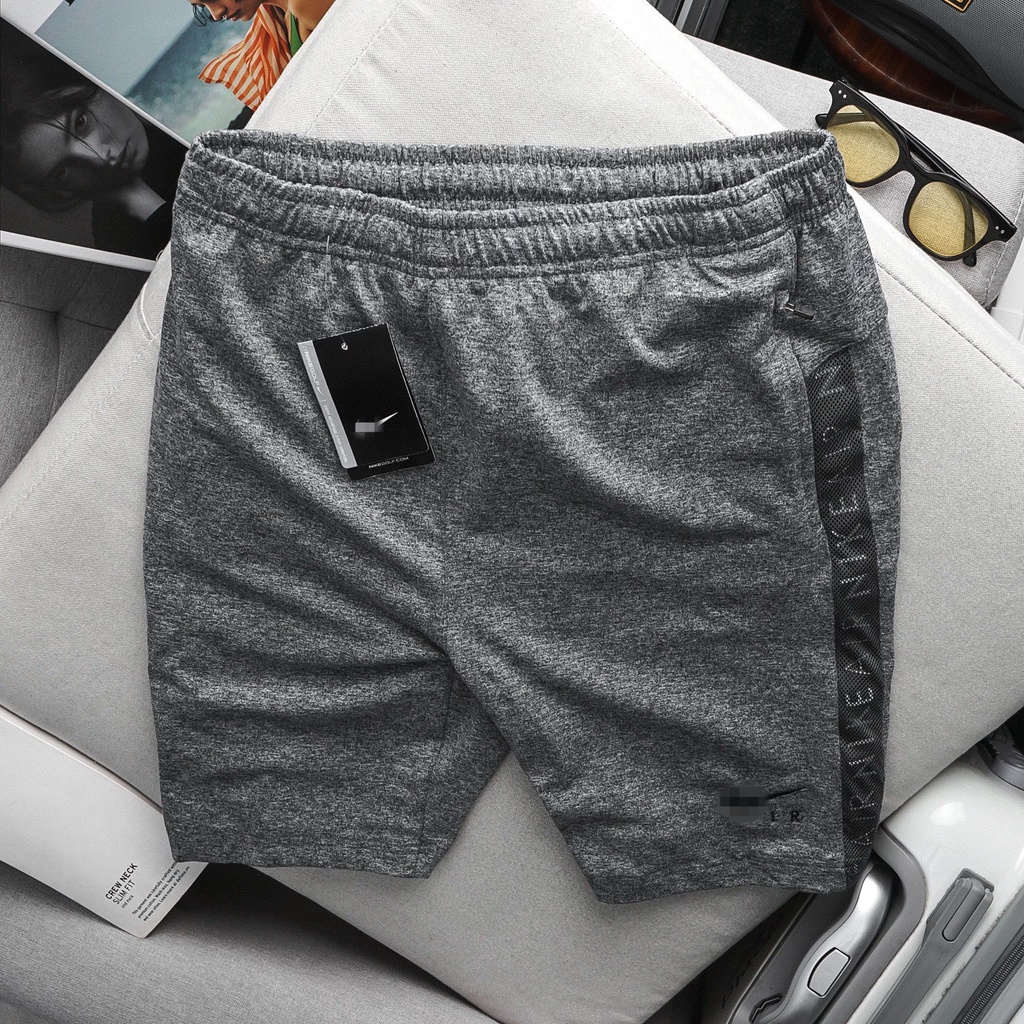 Quần Short Phối Lưới Dọc Hông Thể Thao Nam Vải Thun