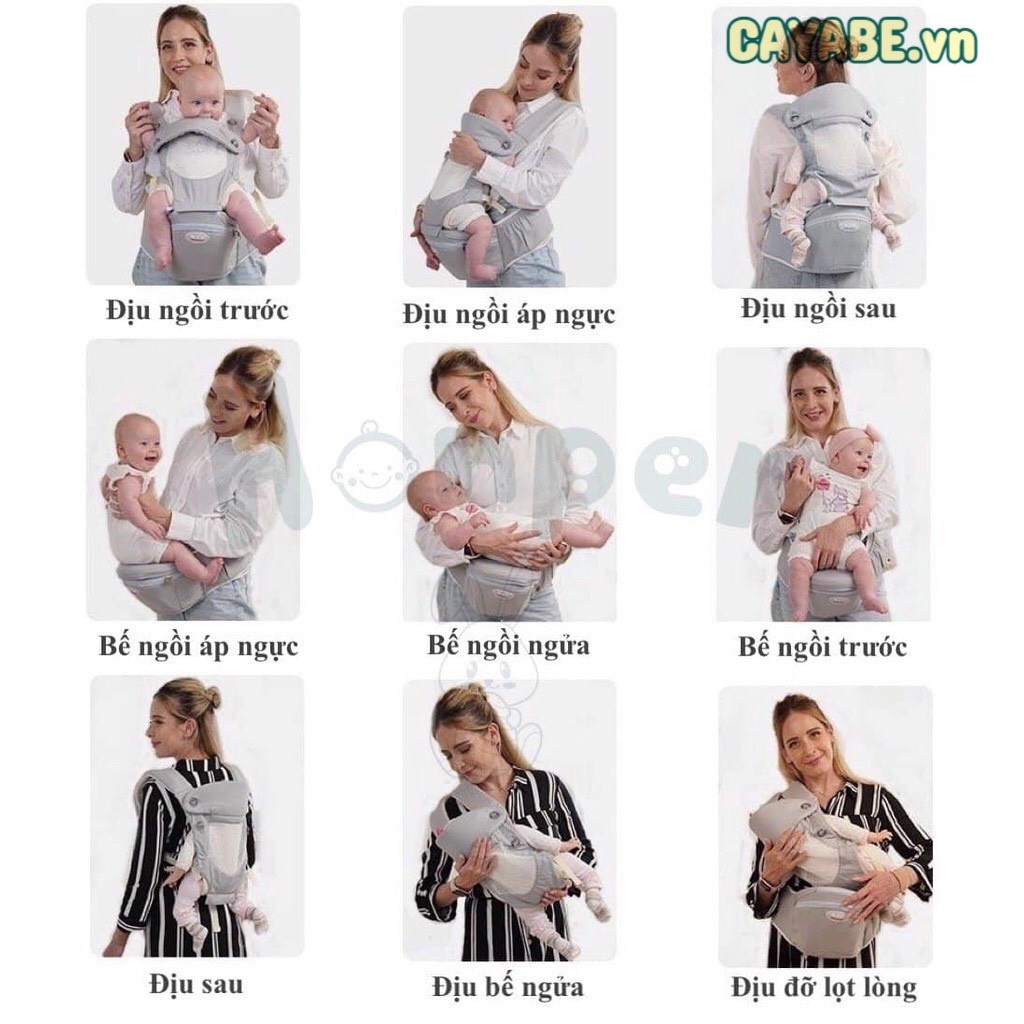 Địu ngồi cho bé 9 tư thế có đỡ cổ, êm mềm, chống chân vòng kiềng Honper cao cấp (sơ sinh - 4 tuổi)