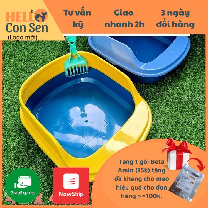 KHAY VỆ SINH CHO MÈO KÈM XẺNG THAU CÁT GỖ KHÔNG VÓN KÈM XẺNG