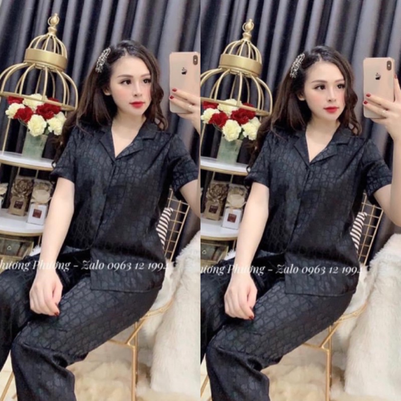 Bộ Pijama Lụa Gấm Tay Ngắn Sang Chảnh