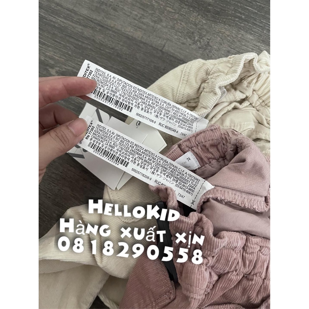 Q223 - Quần baggy nhung zr bé trai và bé gái