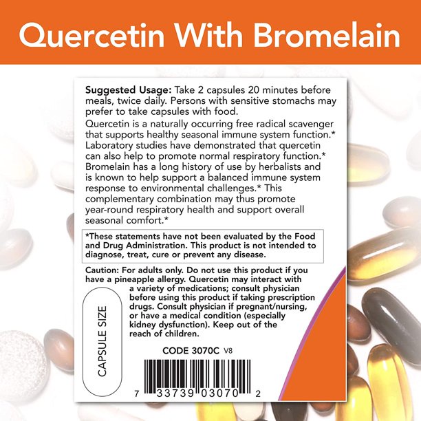 Now Foods Quercetin with Bromelain - Viên uống cân bằng miễn dịch, tăng đề kháng 120 viên