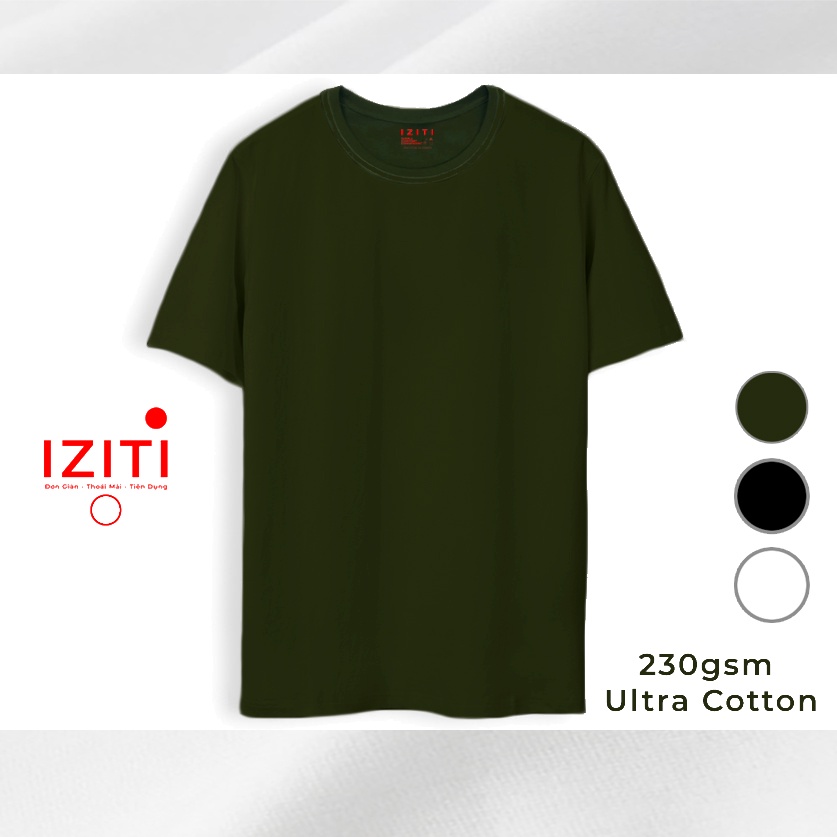 Áo thun nam trơn phông cao cấp basic IZITI vải cotton 100% co giãn siêu mềm modern fit size M L XL 2XL