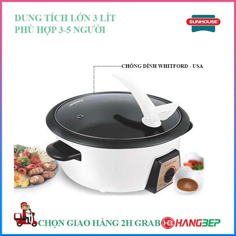 Nồi lẩu điện 3 lít Sunhouse SHD4521 / SHD4520 - mới 100%, bảo hành chính hãng 12 tháng