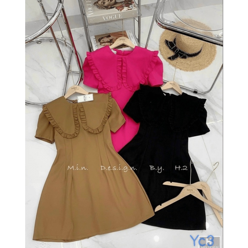 ĐẦM SUÔNG CHỮ A CỔ BÈO TAY CON DỰ TIỆC KẾT HỢP CÔNG SỞ SANG CHẢNH THANH LỊCH PU THỜI TRANG HHP
